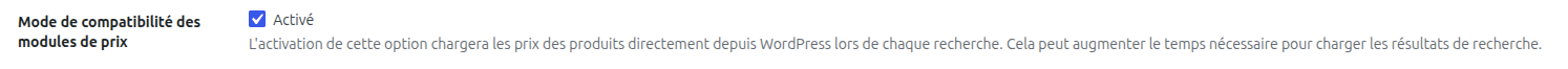 Mode de compatibilité des modules de prix dans l’extension WordPress